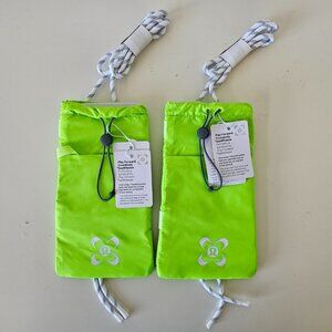 2 x NWT LULULEMON SEAWHEEZE ABTH Neon Green Play Forward Crossbody Bag 4.1"x7.8"